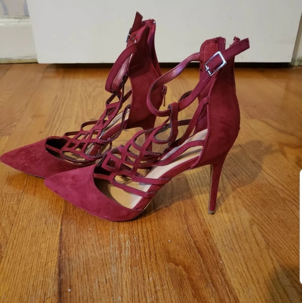 Burgundy stiletto heels